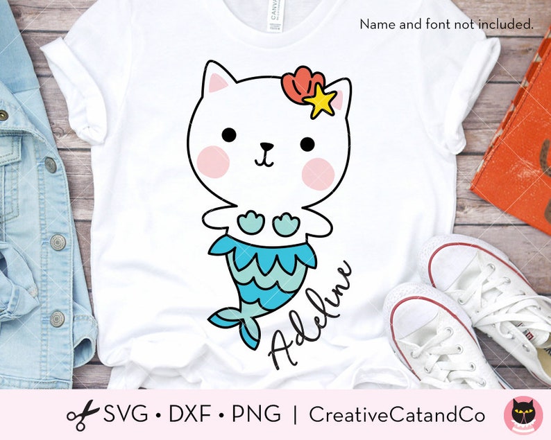 Download Cat Mermaid SVG DXF Files for Cricut Cute Mermaid Cat Cut ...