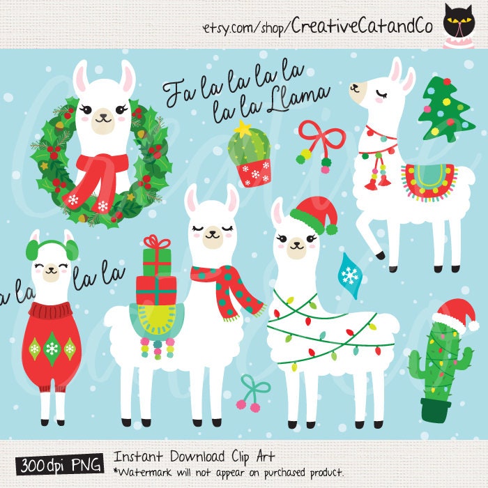 Download Christmas Holiday Llama Clipart Clip Art Fa La La Llama ...