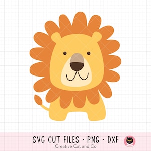 Fichier SVG Lion pour Cricut ou Silhouette Fichier de coupe DXF SVG Lion mignon pour machine de découpe Clipart Clip Art