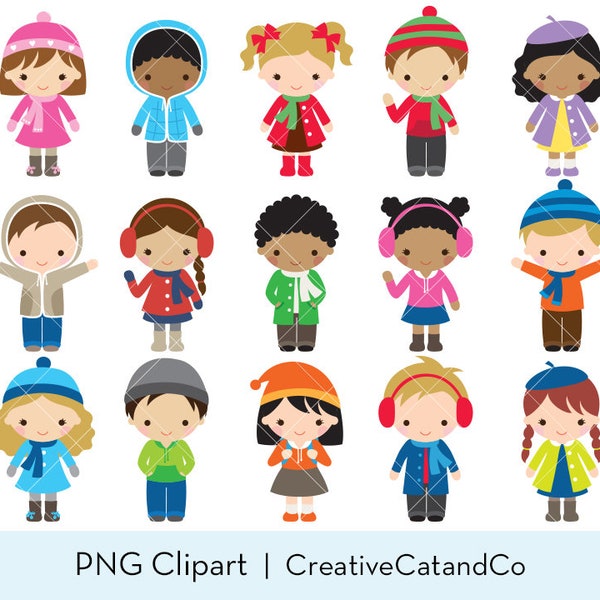 Winter Kid Clipart Winter Children Clipart African American Black Boy Girl Kid Children Clipart Winter Dress Clothing Clipart Clip Art