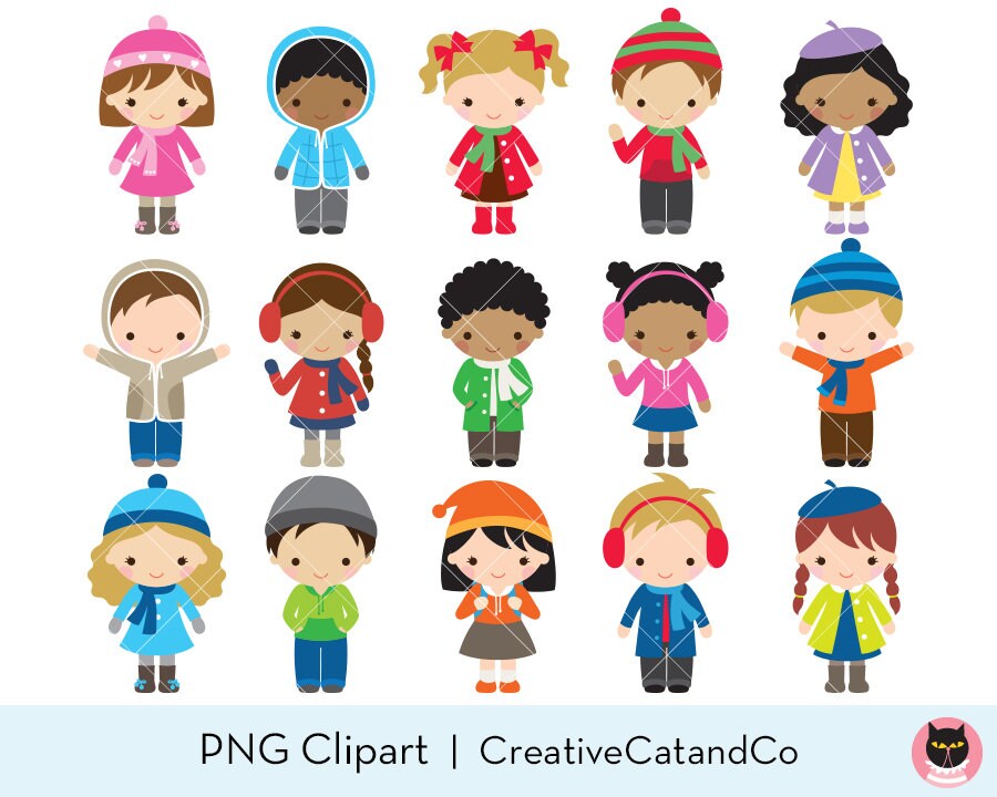 Winter Kid Clipart Winter Children Clipart African American Etsy