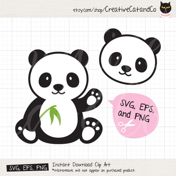 Download Panda SVG Cute Panda svg EPS File Baby Panda holding bamboo | Etsy