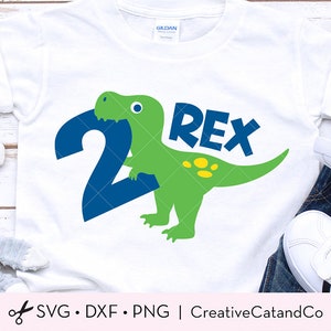 Two Rex SVG Two Rex Boy Birthday Dinosaur Svg Clipart 2nd birthday 2 Year Old Boy Birthday Dinosaur T Shirt Svg Dxf Cut Files for Cricut image 2