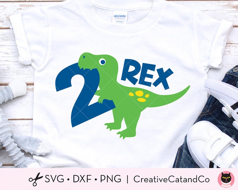 Two Rex SVG Two Rex Boy Birthday Dinosaur Svg Clipart 2nd birthday 2 Year Old Boy Birthday Dinosaur T Shirt Svg Dxf Cut Files for Cricut image 2