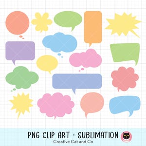 Paquete de imágenes prediseñadas PNG de burbujas de diálogo: burbujas de conversación de dibujos animados, burbujas de pensamiento, marcos de diálogo, etiquetas, ilustraciones digitales