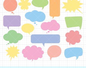 Speech Bubble PNG Clipart Bundle - Colorful Cartoon Conversation Bubbles, Thought Bubbles, Dialogue Frames, Labels, Digital Illustrations