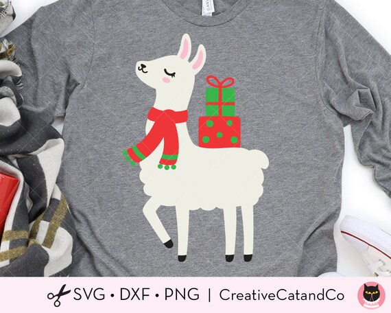 Download Christmas Llama Svg Dxf Cute Cuttable Holiday Xmas Llama Etsy