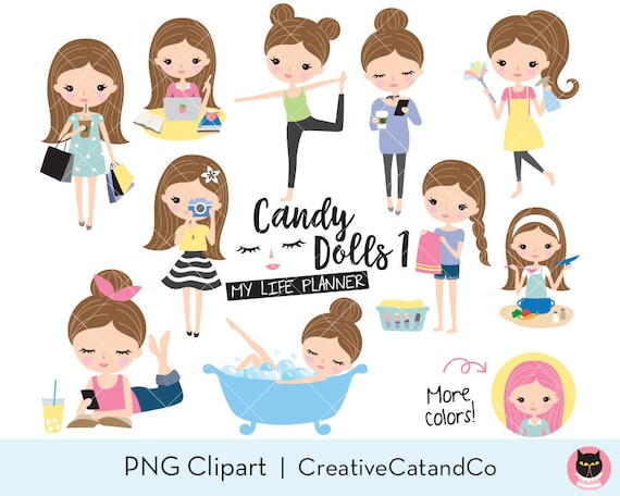 Girl Clipart Girl Clip Art Cute Girl Clipart Digital Planner Etsy