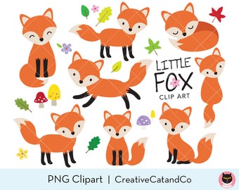 Fox Clipart Baby Fox Clip Art Cute Fox Clipart Forest Animal - Etsy