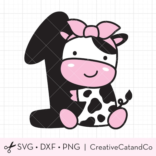 Holy Cow I Am One 1st Birthday Girl Svg Png Cow With Bow - Etsy