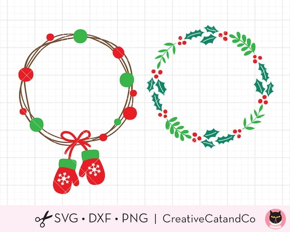 Download Free Christmas Wreath Svg Dxf Holly Berry Wreath Frame Holiday Etsy SVG DXF Cut File