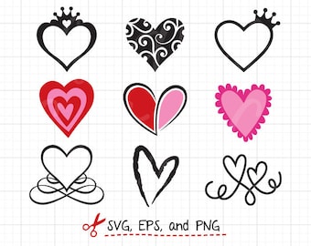 Heart SVG Heart Frame svg Files for Cricut or Silhouette Love SVG Valentine Heart svg monogram frame svg Cut File EPS File Clipart Clip Art