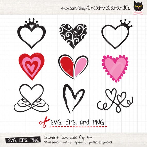 Download Doodle Heart SVG Princess Queen Crown Flourish 2 Hearts ...