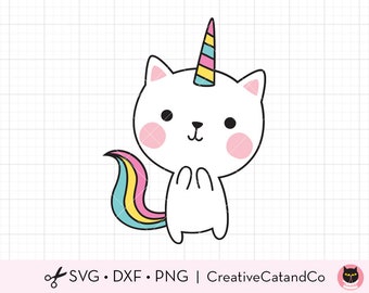 Unicorn Cat SVG DXF Files for Cricut or Silhouette Caticorn Kittycorn svg dxf Cut File Commercial Use