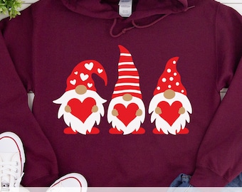 Valentines Day Gnome SVG PNG DXF Three Gnomes Holding Hearts Valentine Shirt svg dxf Cut Files for Cricut Clipart Commercial Use