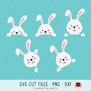 Jetant un coup d'oeil lapin de Pâques Svg, lapin mignon, cache-cache, joyeuses Pâques, enfant de Pâques, coucou, lapin, Svg, Png, Dxf, couper fichier, clipart