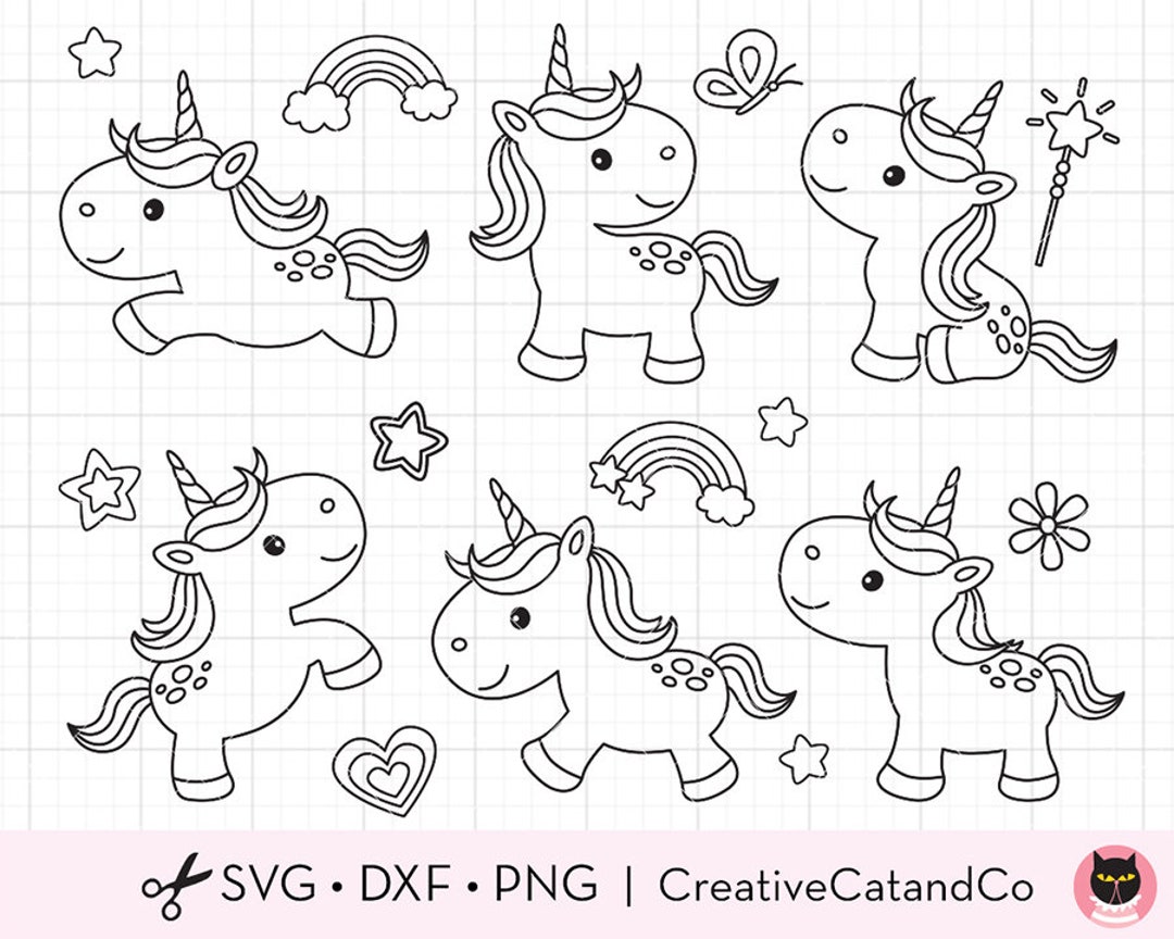 Unicorn Coloring SVG Clip Art Baby Unicorn Outline Line Art for Kid  Birthday Party Coloring Activity Digital Stamp Svg Dxf Png Clipart - Etsy  Denmark