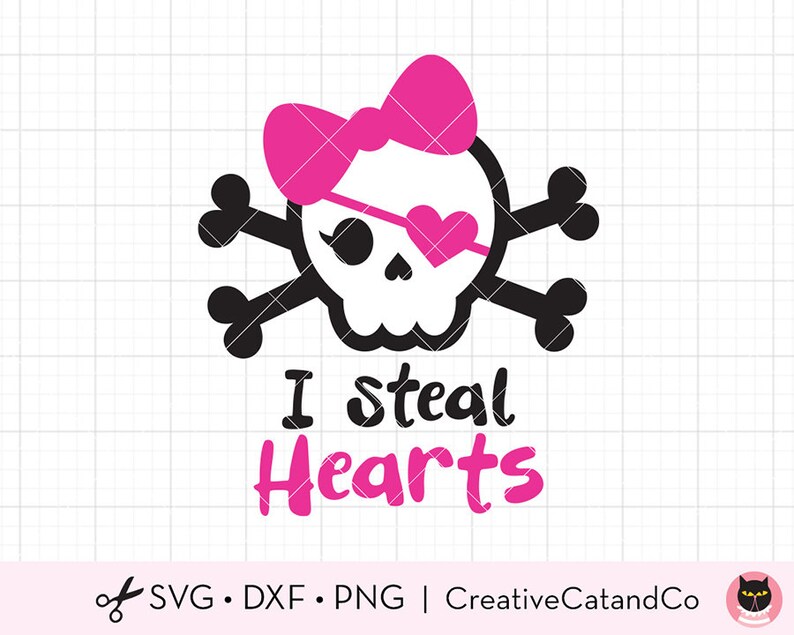 Cute Skull With Bow SVG Girl Valentine Pirate Skull With Bone - Etsy