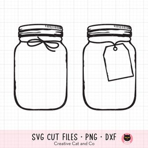 Mason Jar SVG DXF Transparente Vazio Jarra de Vidro com Etiqueta de Presente svg dxf PNG Arquivos de Corte para Cricut Clipart Clip Art Uso Comercial