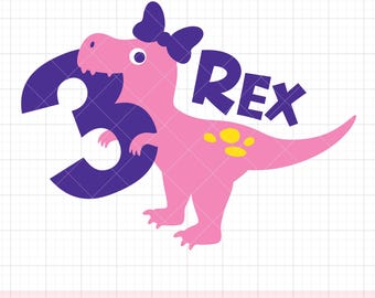 3 Rex Svg Png, Girl Three Rex Dinosaur Svg, Girl 3Rd Birthday Svg, Three Year Old Girl Dinosaur Birthday T Shirt DXF Cut Files for Cricut