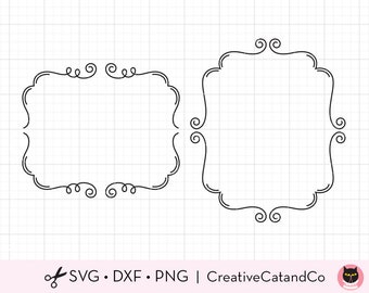 Flourish Frame SVG DXF file for Cricut and Silhouette Swirl Frame SVG Cute Doodle Frame svg Flourish Swirl Border svg dxf Cut File Clip Art