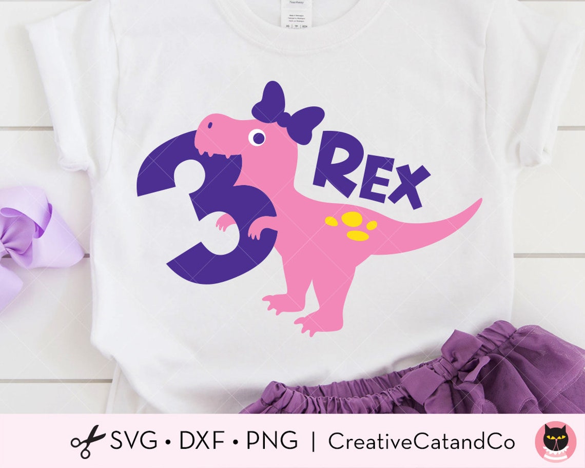 3 Rex Svg Girl Three Rex Dinosaur Svg Girl 3rd Birthday Svg Etsy UK