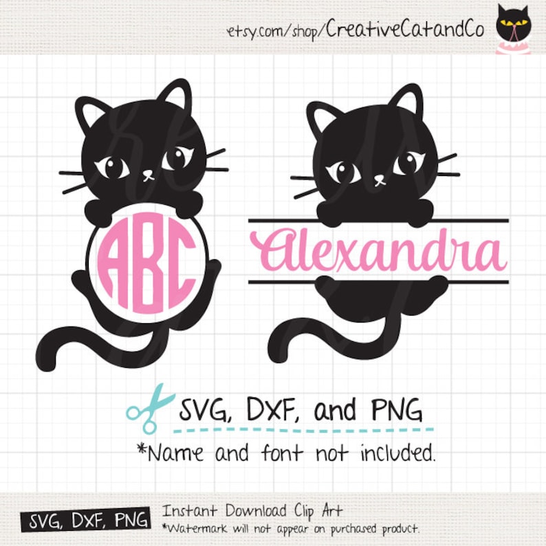 Download Cat Monogram SVG Cat Monogram Frame Files Cute Simple ...