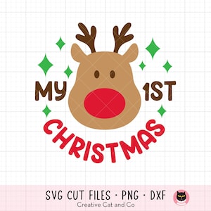 My 1st Christmas Svg Png, Baby First Christmas Ornament Svg, First Christmas Svg, Christmas Reindeer, Baby Reindeer, Svg, Png, Dxf, Cut File
