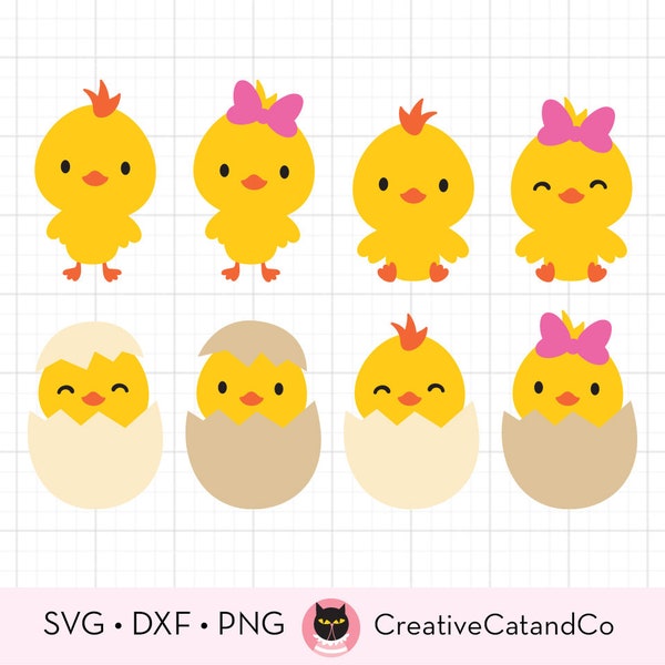 Bébé Pâques poussin poulet Svg, petit garçon et fille poulet Svg, Png, mignon poulet de Pâques oeuf à couver, Svg, Dxf, fichier coupé, Clipart, Cricut