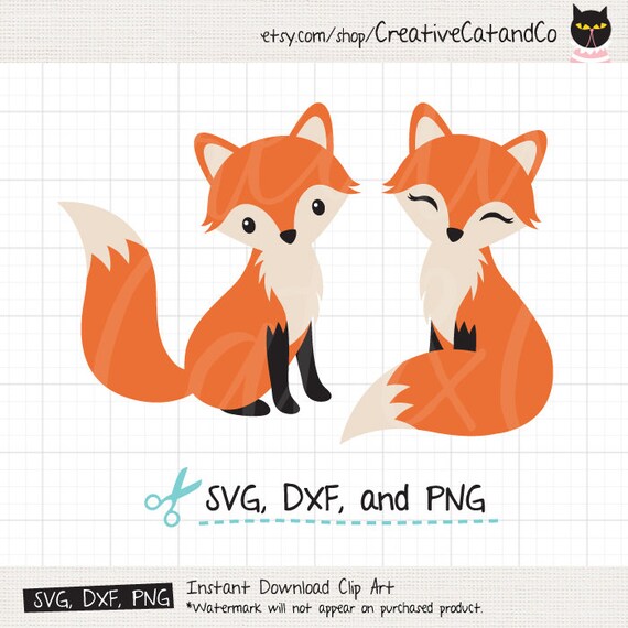 Download Cute Fox SVG DXF Cuttable Sitting Fox Couple Boy and Girl ...