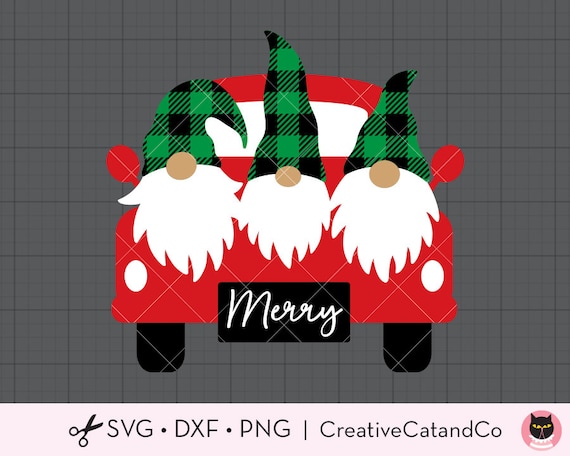 Gnomes On Christmas Truck Svg Buffalo Plaid Gnomes On A Etsy