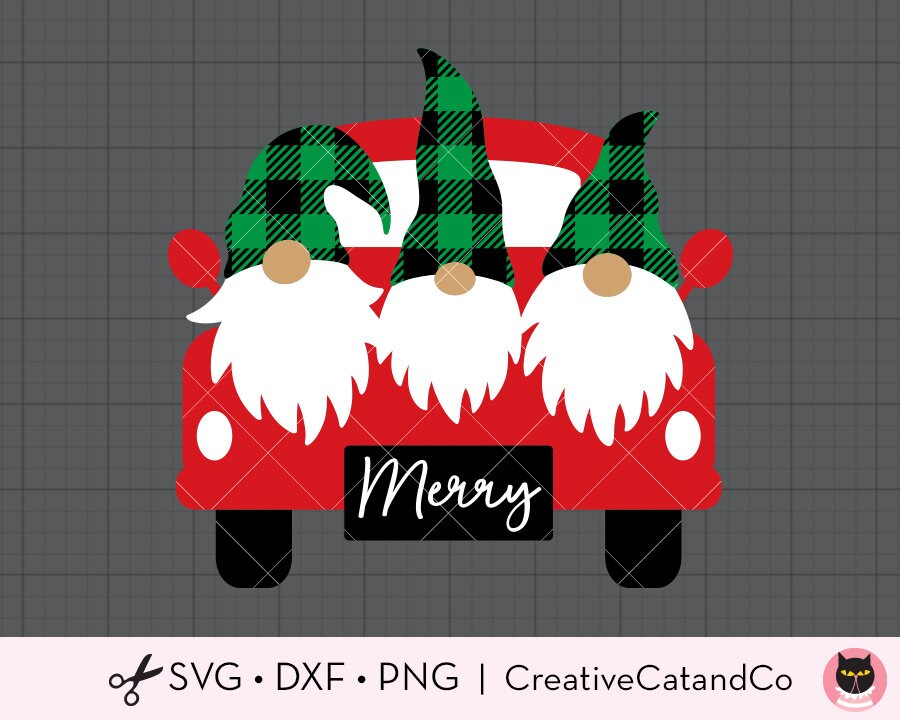 Christmas Truck with Gnomes SVG DXF Cute Buffalo Plaid ...