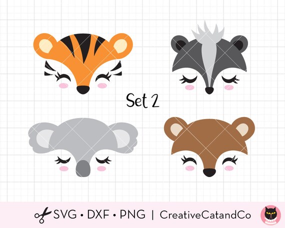 Download Bear Tiger Koala Skunk Face Svg Dxf Cute Baby Forest Animal Etsy