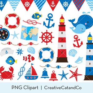 Sailing PNG Clipart, Nautical Illustration Bundle, Cruise, Lighthouse, Boat, Flag, Anchor, Whale, Compass, Ocean Sea Journey Trip