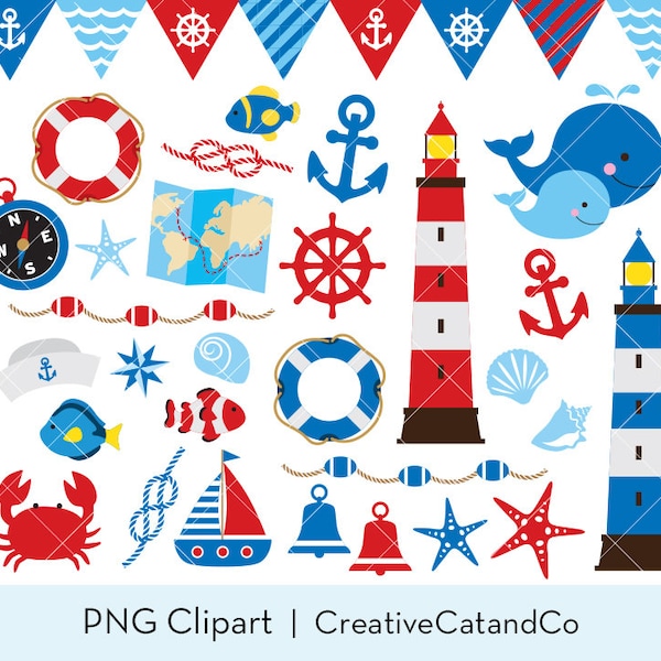 Nautical Clipart Sailing Clipart Anchor Clipart Lighthouse Clipart Whale Clipart Summer Clipart Nautical Flag Banner Clipart Boat Clipart