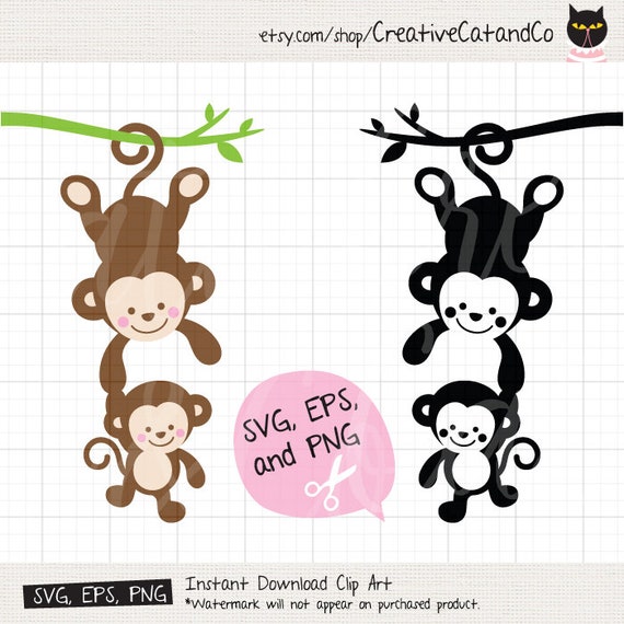 Monkey SVG Monkey Mom and Baby Monkey SVG Monkey ...