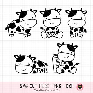 Contorno de vaca Svg, Png, Vaca bebê contornada Png, Vaca preta e branca, Sentado, em pé, dormindo, Desenho de vaca, Colorir, SVG, Arquivos de corte, Cricut