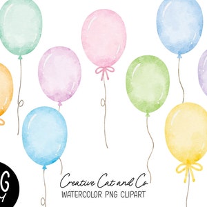 Watercolor Pastel Balloons PNG Clipart, Party Balloons With Bows PNG ...