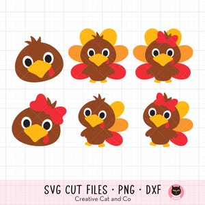 Lindos pavos Svg, pavo bebé Svg, Png, Clipart, pavo niño niña Svg, cara de pavo con lazo, pavo de Acción de Gracias, archivo de corte de pavo niño Clipart
