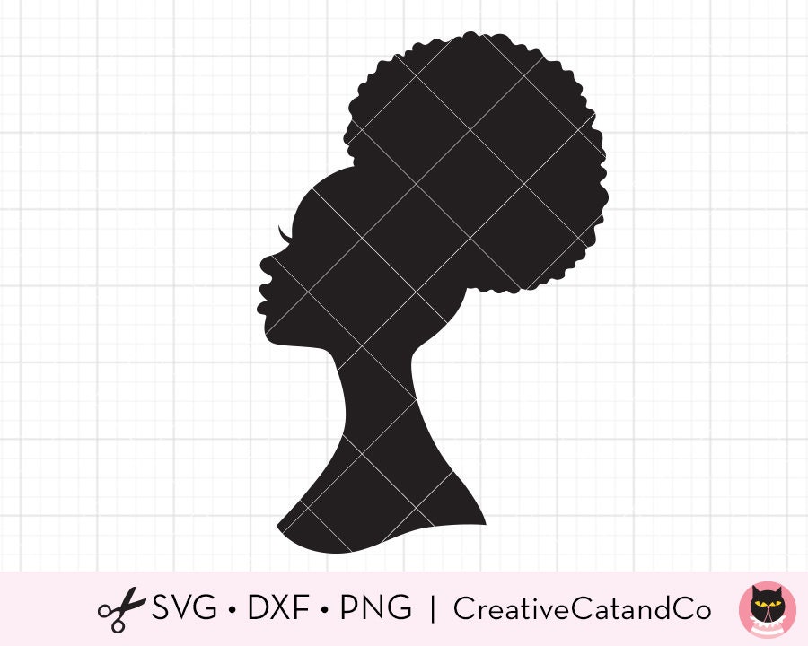 Download Black Woman Afro Wreath SVG DXF Side View Profile Face ...