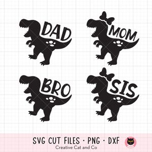 Dinosaurier-Familie Silhouette-Svg, Mama, Papa, Bruder, Schwester, T-Rex, Familie Passendes Shirt Design, Etsy