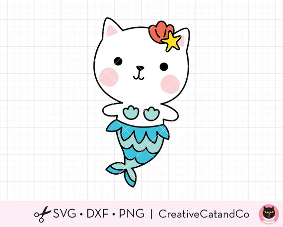 Download Cat Mermaid Svg Dxf Files For Cricut Cute Mermaid Cat Cut File Etsy