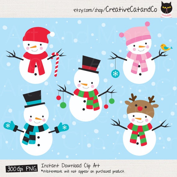Snowman Clipart Boy And Girl Family Christmas Holiday Snowman Etsy