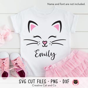 Girl Cat Face SVG PNG DXF Clipart | Cute Smiling Cat with Whiskers | Fun Cricut Cut File for Cat Lovers