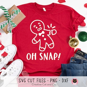 Broken Gingerbread Cookie SVG PNG DXF | Funny Oh Snap Kid Christmas Shirt Design | Cute Holiday Cookie Clipart Easy One Color Cut File