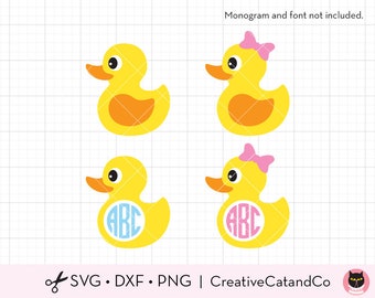 Rubber Duck SVG Monogram Frame SVG for Cricut or Silhouette Cute Baby Boy Girl Yellow Rubber Duck Monogram Frame svg DXF Cut File