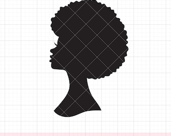 Afro Woman SVG PNG DXF African American Black Woman Lady with Afro Hair Side View Afro Hair Girl Profile Face Silhouette dxf Commercial Use