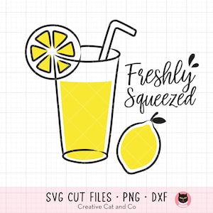 Lemonade Stand Sign SVG PNG DXF Summer Freshly Squeezed Lemonade Glass Lemon svg dxf Cut Files for Cricut Commercial Use