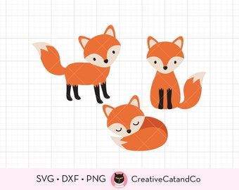 Fox SVG DXF Files for Cricut or Silhouette Cute Sleeping Fox svg dxf Cut File Fox Cricut Clipart Clip Art