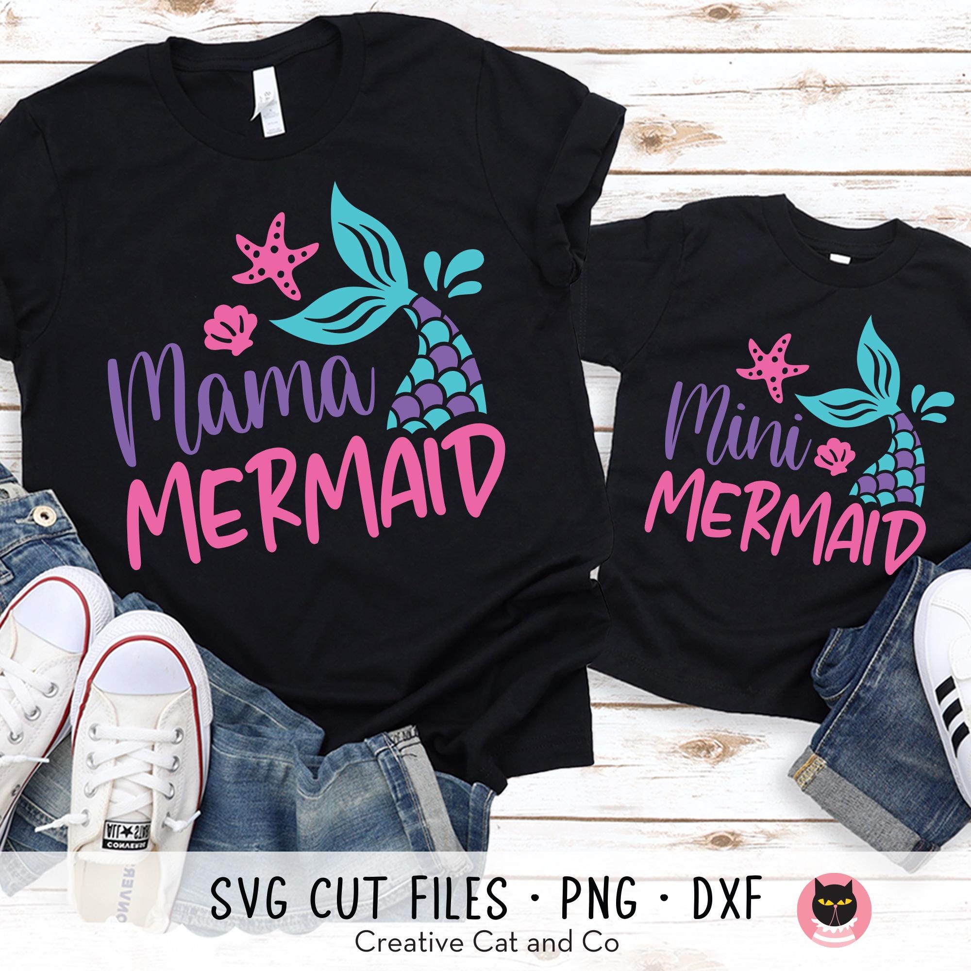 Mother’s Day Svg Png, Mom and Daughter, Mama Mermaid, Mini Mermaid, Matching Shirts, Summer, Beach Vacation, Shirt Design, Svg, Dxf, Png